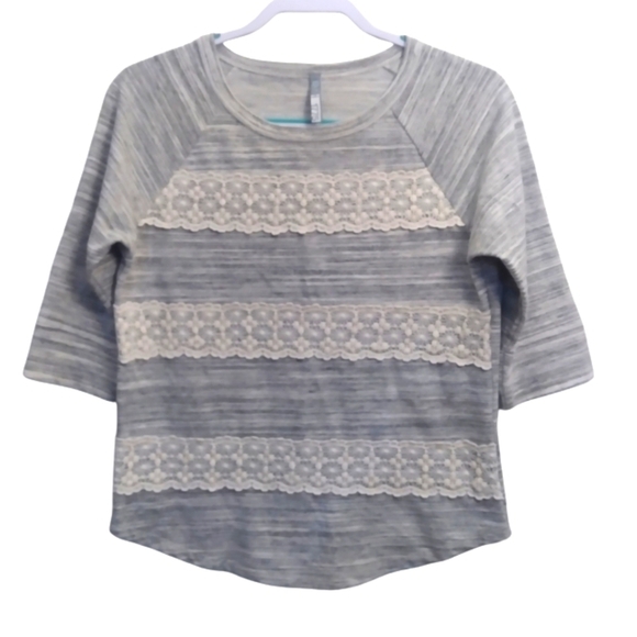 🔴1775 | Heathered top with lace inserts - Picture 2 of 5